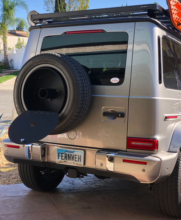 Spare wheel Storage box secure lockable for New 2019 - 2020 - 2021 - current Mercedes Gwagen to be used under OEM Spare wheel cover open