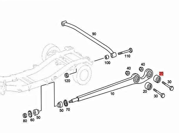 Parts-drawing-for-POLYURETHANE-RADIUS-ARM-COMPLETE-BUSHING-UPGRADEFRONT-_-REAR---G-WAGEN---W463