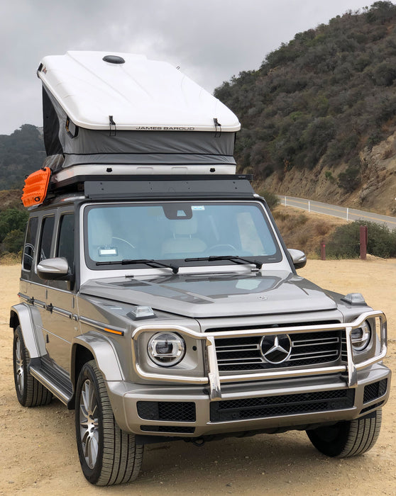 James Baroud Space Roof Top Tent white standard mounted to Mercedes 2019 Gwagen W463A