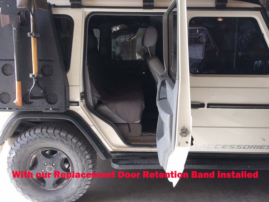 Gwagon Full 90 degrees Door opening with replacement door band mod Door Retention Replacement Band for a 90° Door Opening (rear passenger doors only) wide open door space for easy loading and unloading of dog crate or child seat