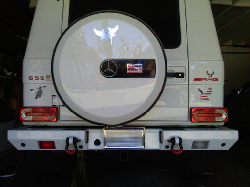 Gwagon all steel rear bumper paint matched white mounted to G55 AMG