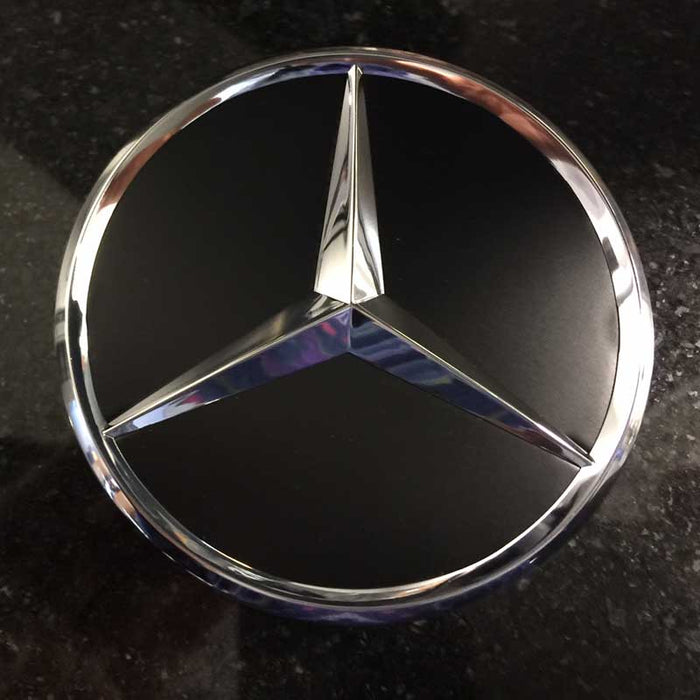 Matte Black with chrome star Mercedes-Benz center cap