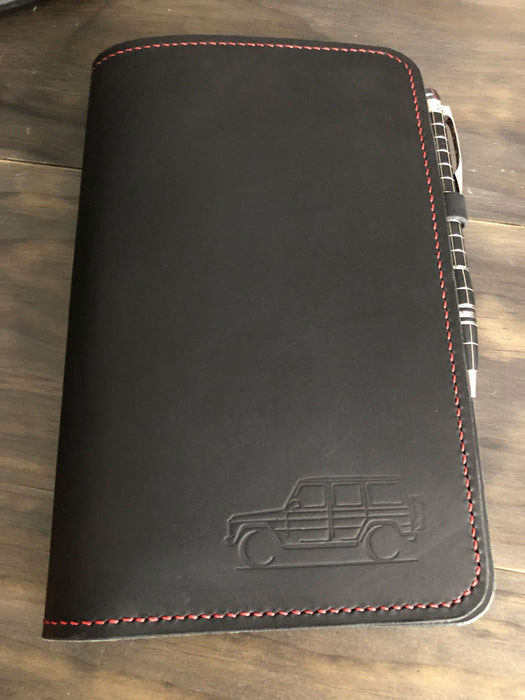 GWagen leather journal AMG red stitching Gelandewagen gift