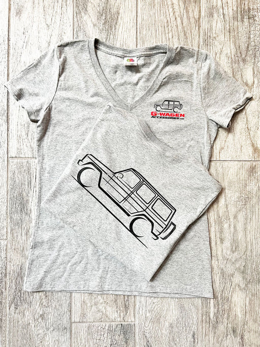 Mercedes G-Class women ladies t-shirt v-neck grey heather