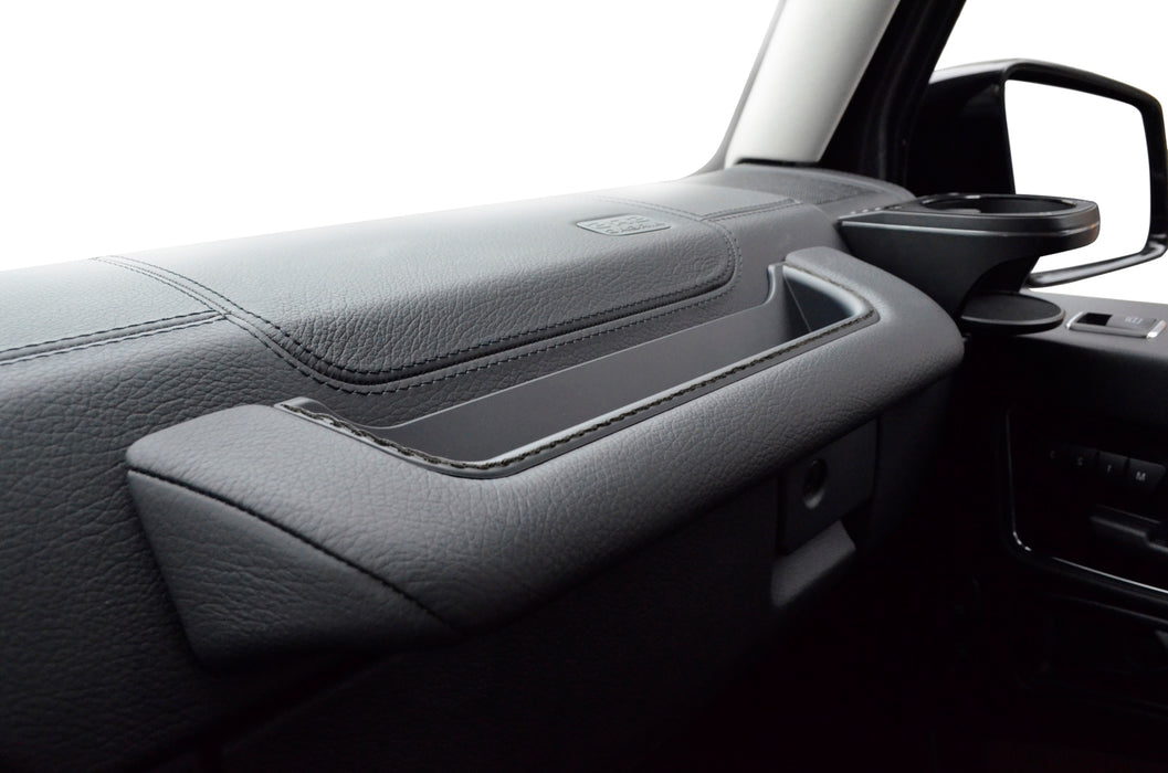 Mercedes Gwagon Grab Handle Storage Box Passenger Side black stitching detail