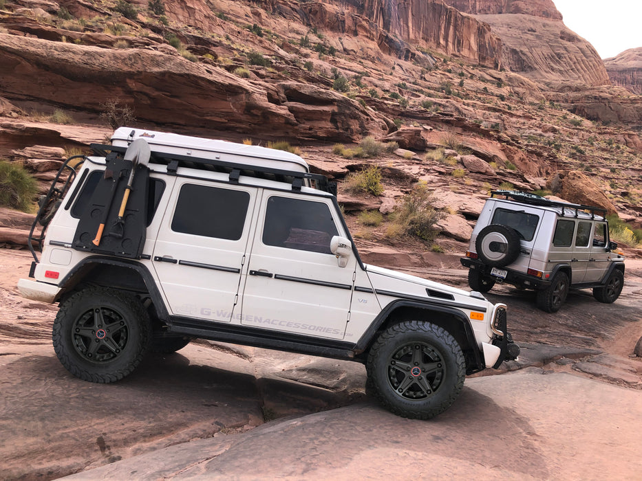 18" x 8" Mercedes GWagen Hutchinson Beadlock Wheels ET63 Black W463 mounted to 2004 Mercedes GWagon G500