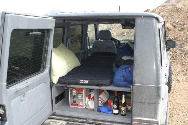 Death Valley, CA overnight camping on Sleeping Platform in our GWagen G500 