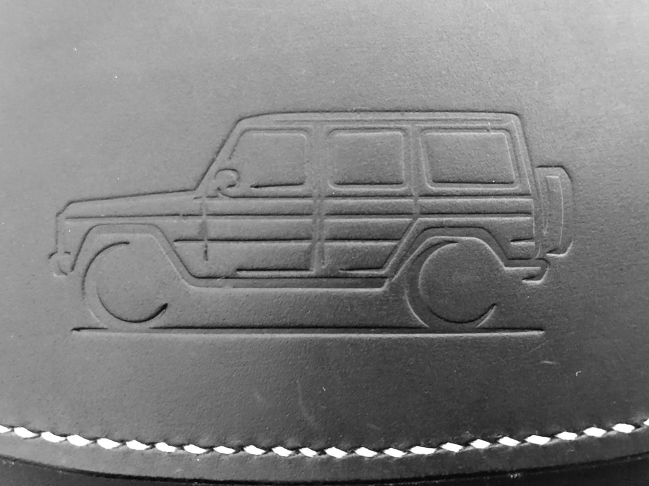 G-Wagen portfolio for Owners Manual/Handbook Leather Handmade for Glove compartment detail stylized Gwagen