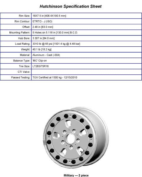 Hutchinson G Wagen wheel WA-0492 spec sheet 1