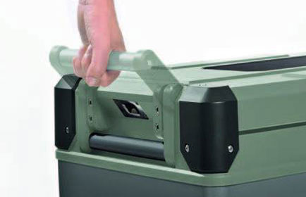 Closeup of handle Truma Cooler