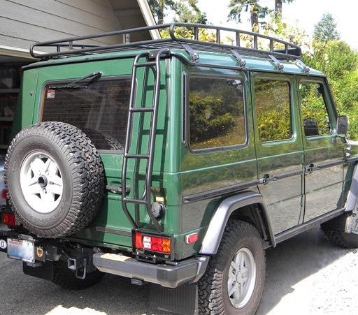 Mercedes W460 with VTS-7110 Roof Ladder No drilling necessary Rear access ladder to access roof rack